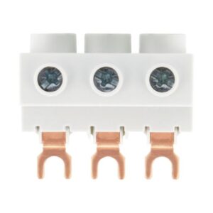 Eaton BK25/3-PKZ0, white plastic moulding with top entry, 3 screw terminals and 3 copper connection prongs