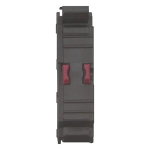 Eaton M22-KC01, Black plastic casing with rear clips, screw terminals and red connection tabs