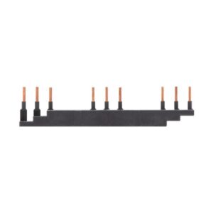 Eaton DILM12-XDSB0/3, black plastic with 3 sets of 3 copper connection prongs spaced equally across the bar