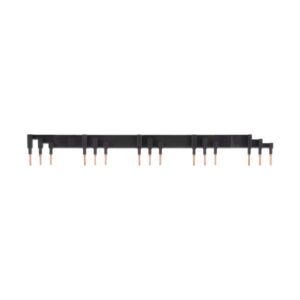 Eaton DILM12-XDSB0/5, black plastic with 5 sets of 3 copper connection prongs spaced equally across the bar