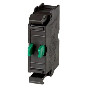 Eaton M22-K10, black plastic moulding with green connection tabs