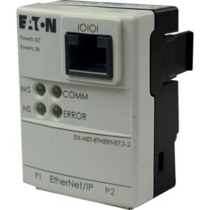 Eaton DX-NET-ETHERNET2-2, white and black plastic moulding with Ethernet port and status LEDs