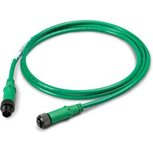 Eaton SWD4-1LR5-2S, round green smartwire cable coiled up with M12 plug and socket, side angle