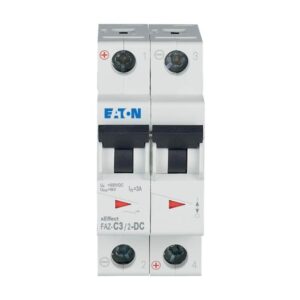 Eaton Faz-C3/2-DC, white plastic casing with double black levers, 2 terminal connections top and bottom and red/green status indication