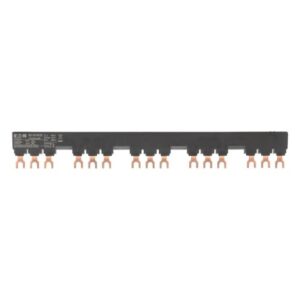 Eaton B3.1/5, black plastic bar with 5 sets of 3 copper prongs spaced equally